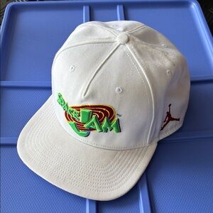 Jordan Space Jam White Snapback Cap with Colorful Logo vintage